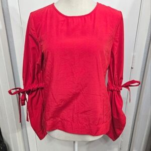 True Destiny Red Long Sleeve blouse With Elbow Ties NWT SZ M